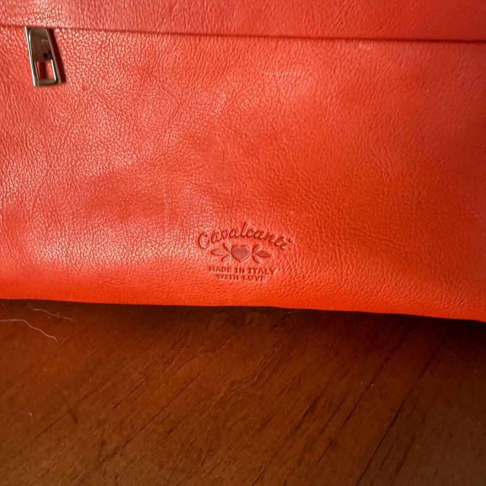 Cavalcanti Red Ombre Italian Leather Satchel Handbag Crossbody Made in Italy NEW - Picture 4 of 11